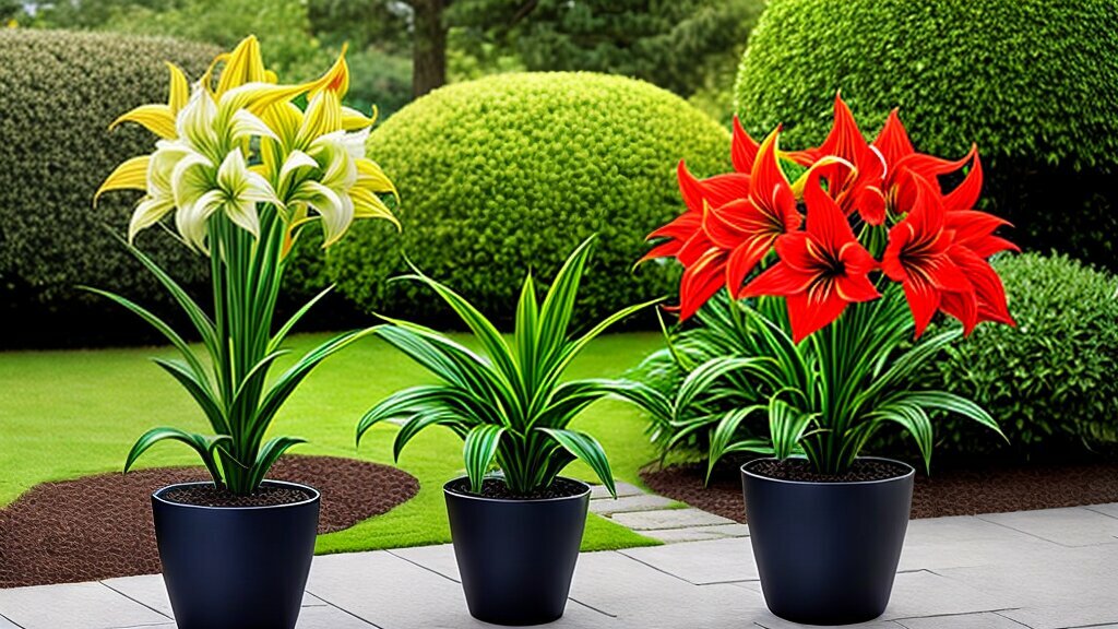 outdoor amaryllis with yellow flowers