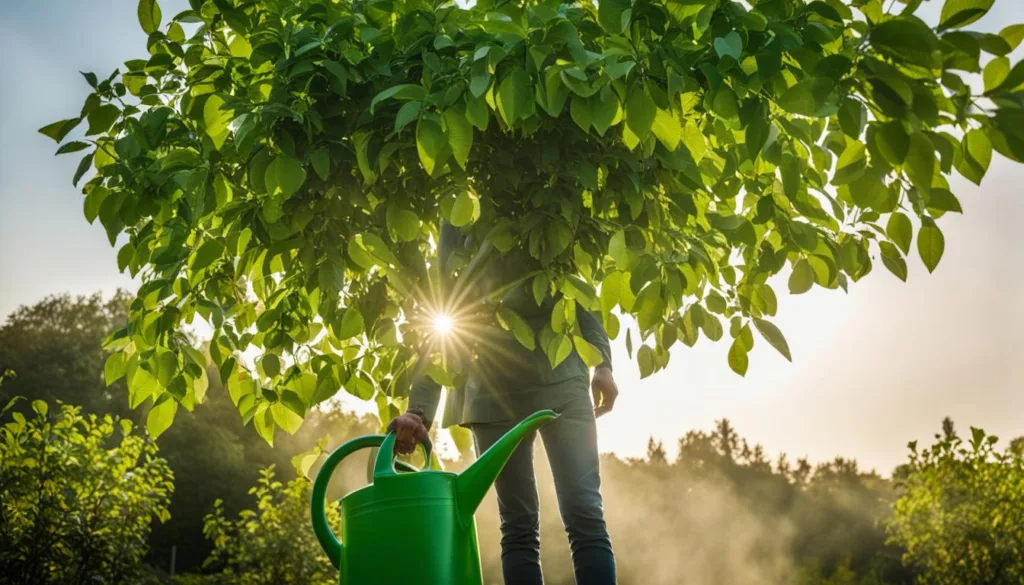 watering lime trees